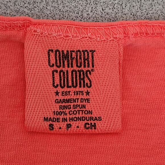Comfort Colors Neon Orange Round Neck Sleeveless Tank Top Small Lightweight - Picture 3 of 3